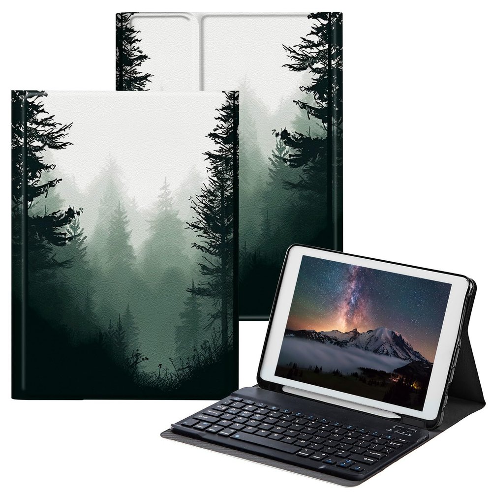 BPQOJB for iPad 9th Generation Case with Keyboard for iPad 8th/7th Generation Case 10.2 inch with Detachable Wireless Keyboard & Adjustable Stand Protect Tablet Cover - Forests
