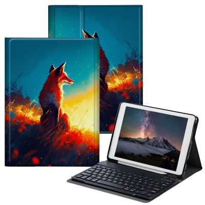 BPQOJB for iPad 9th Generation Case with Keyboard for iPad 8th/7th Generation Case 10.2 inch with Detachable Wireless Keyboard & Adjustable Stand Protect Tablet Cover - Cute Fox in The Sunset