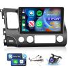 [8 CORE 6G+128G] for Honda Civic Car Stereo 2006-2011 with Wireless Carplay/Android Auto, 10.1 Inch Android 13 IPS Touch Screen Car Radio, Bluetooth, GPS Navi, WiFi, SWC, DSP + Backup Camera view 1