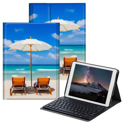 BPQOJB for Samsung Galaxy Tab A SM-T510 Case with Detachable Wireless Keyboard & Adjustable Stand Protect Cover Tablet Case for Samsung Galaxy Tab A 10.1 inch 2019 - Turquoise Tropical Sea