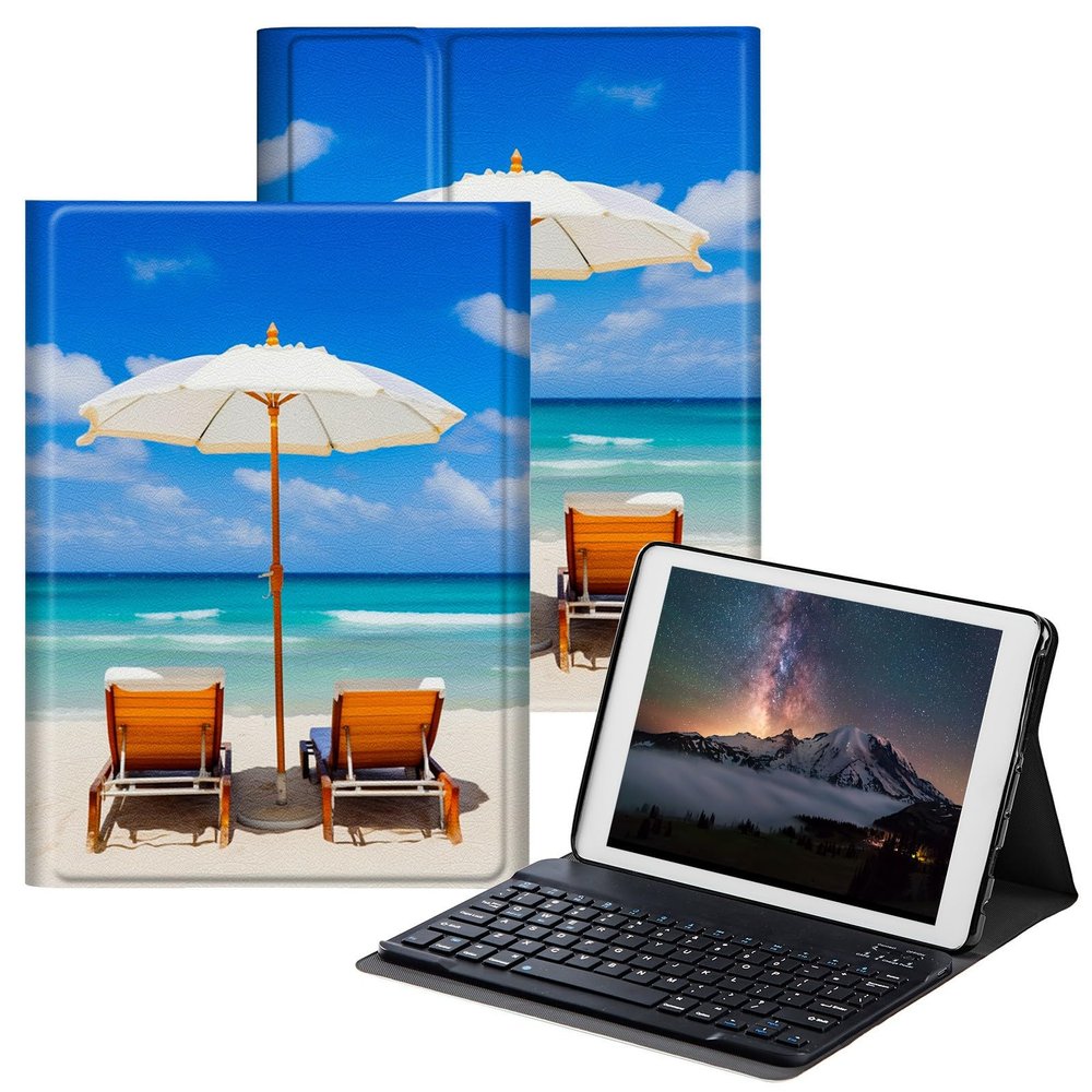 BPQOJB for Samsung Galaxy Tab A SM-T510 Case with Detachable Wireless Keyboard & Adjustable Stand Protect Cover Tablet Case for Samsung Galaxy Tab A 10.1 inch 2019 - Turquoise Tropical Sea