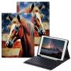 BPQOJB for iPad 9th Generation Case with Keyboard for iPad 8th/7th Generation Case 10.2 inch with Detachable Wireless Keyboard & Adjustable Stand Protect Tablet Cover - American Flag Horse view 1