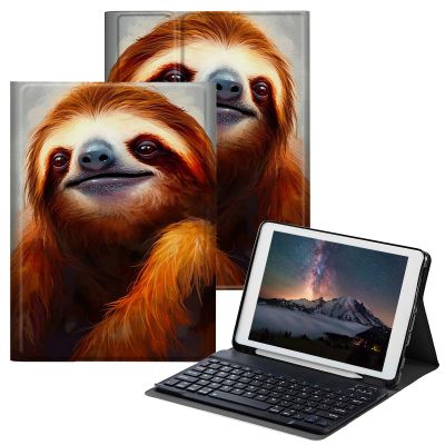 BPQOJB for iPad 9th Generation Case with Keyboard for iPad 8th/7th Generation Case 10.2 inch with Detachable Wireless Keyboard & Adjustable Stand Protect Tablet Cover - Cute Brown Sloth