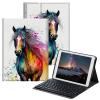 BPQOJB for Samsung Galaxy Tab A SM-T510 Case with Detachable Wireless Keyboard & Adjustable Stand Protect Cover Tablet Case for Samsung Galaxy Tab A 10.1 inch 2019 - Watercolor Horse view 1