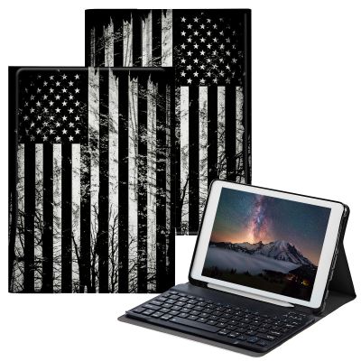 BPQOJB for iPad 9th Generation Case with Keyboard for iPad 8th/7th Generation Case 10.2 inch with Detachable Wireless Keyboard & Adjustable Stand Protect Tablet Cover - American USA Flag