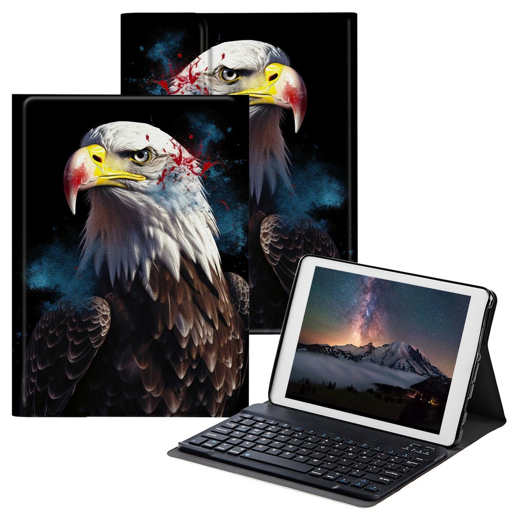 BPQOJB for Samsung Galaxy Tab A SM-T510 Case with Detachable Wireless Keyboard & Adjustable Stand Protect Cover Tablet Case for Samsung Galaxy Tab A 10.1 inch 2019 - American Eagle