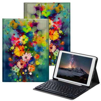 BPQOJB for iPad 10th Generation Case with Keyboard for iPad Case 10th Generation 10.9 inch 2022 with Detachable Wireless Keyboard & Adjustable Stand Protect Tablet Cover - Colorful Flowers