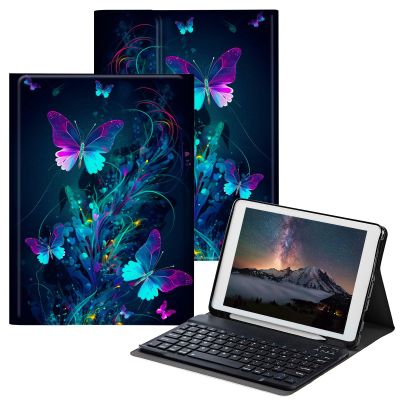 BPQOJB for iPad 10th Generation Case with Keyboard for iPad Case 10th Generation 10.9 inch 2022 with Detachable Wireless Keyboard & Adjustable Stand Protect Tablet Cover - Blue Purple Butterfly