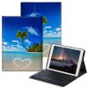 BPQOJB for Samsung Galaxy Tab A SM-T510 Case with Detachable Wireless Keyboard & Adjustable Stand Protect Cover Tablet Case for Samsung Galaxy Tab A 10.1 inch 2019 - Beach Palm Trees view 1