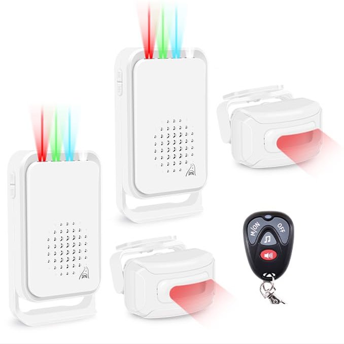 GreenCycle Driveway Alarms Wireless Outside Weatherproof, Motion Sensor Detector, Driveway Sensor Alert System and Remote, IP64 Waterproof PIR Motion Sensor for Garage Home Office Mall Indoor Outdoor