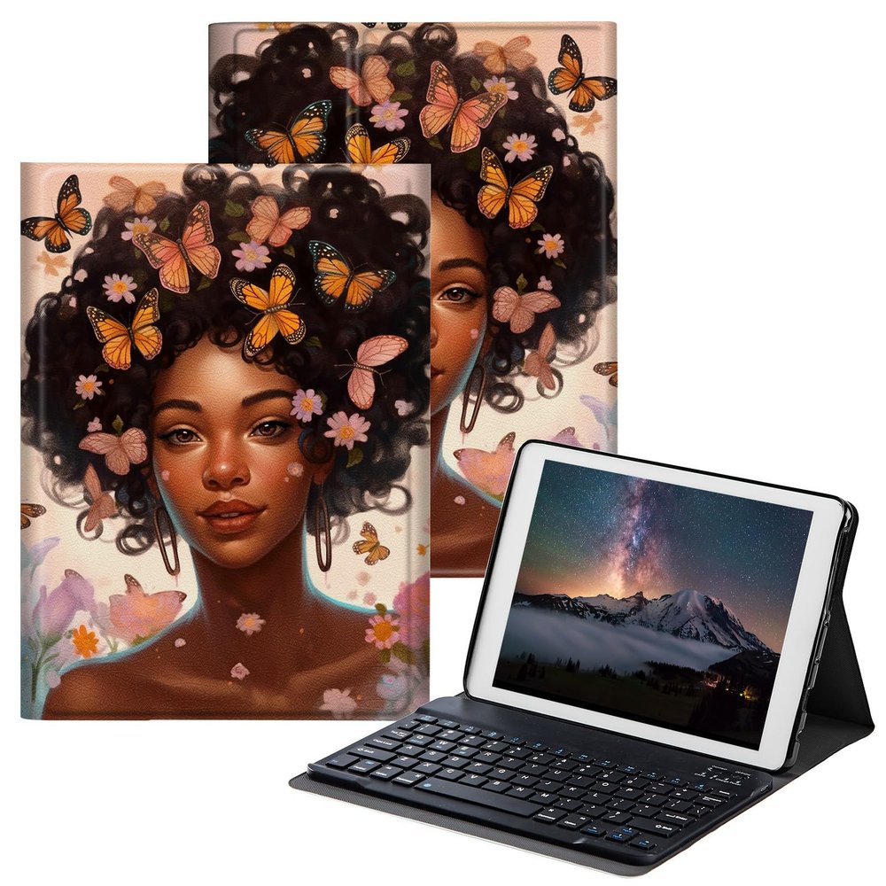 BPQOJB for Samsung Galaxy Tab A7 Lite Case with Detachable Wireless Keyboard & Adjustable Stand Protect Cover Tablet Case for Samsung Galaxy Tab A7 Lite 8.7 inch 2021 - Butterfly Girl