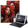 BPQOJB for Samsung Galaxy Tab A SM-T510 Case with Detachable Wireless Keyboard & Adjustable Stand Protect Cover Tablet Case for Samsung Galaxy Tab A 10.1 inch 2019 - African Women Red Hair