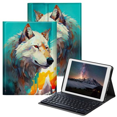 BPQOJB for Samsung Galaxy Tab A SM-T510 Case with Detachable Wireless Keyboard & Adjustable Stand Protect Cover Tablet Case for Samsung Galaxy Tab A 10.1 inch 2019 - Mountain Wolf