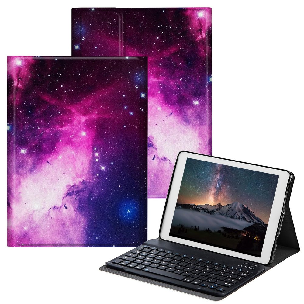 BPQOJB for Samsung Galaxy Tab A7 Lite Case with Detachable Wireless Keyboard & Adjustable Stand Protect Cover Tablet Case for Samsung Galaxy Tab A7 Lite 8.7 inch 2021 - Purple Galaxy