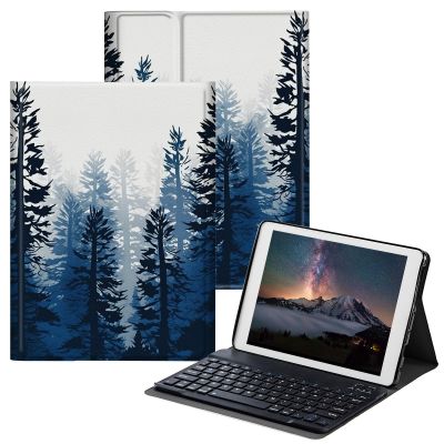 BPQOJB for Samsung Galaxy Tab S6 Lite Case 2022/2020 with Detachable Wireless Keyboard & Adjustable Stand Protect Tablet Case for Samsung Galaxy Tab S6 Lite 10.4 inch - Blue Forest
