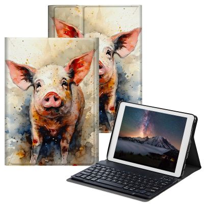 BPQOJB for Samsung Galaxy Tab S6 Lite Case 2022/2020 with Detachable Wireless Keyboard & Adjustable Stand Protect Tablet Case for Samsung Galaxy Tab S6 Lite 10.4 inch - Colorful Pig