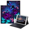 BPQOJB Galaxy Tab A8 10.5 Case with Detachable Wireless Keyboard & Adjustable Stand Protect Tablet Case for Galaxy Tab A8 10.5 inch 2022 - Purple Rose and Blue Butterfly view 1