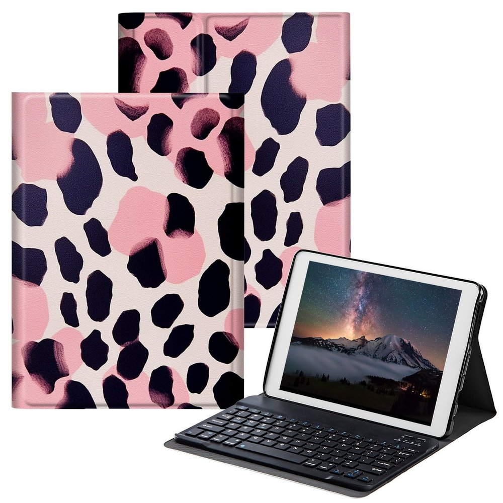 BPQOJB Galaxy Tab A8 10.5 Case with Detachable Wireless Keyboard & Adjustable Stand Protect Tablet Case for Galaxy Tab A8 10.5 inch 2022 - Pink Leopard