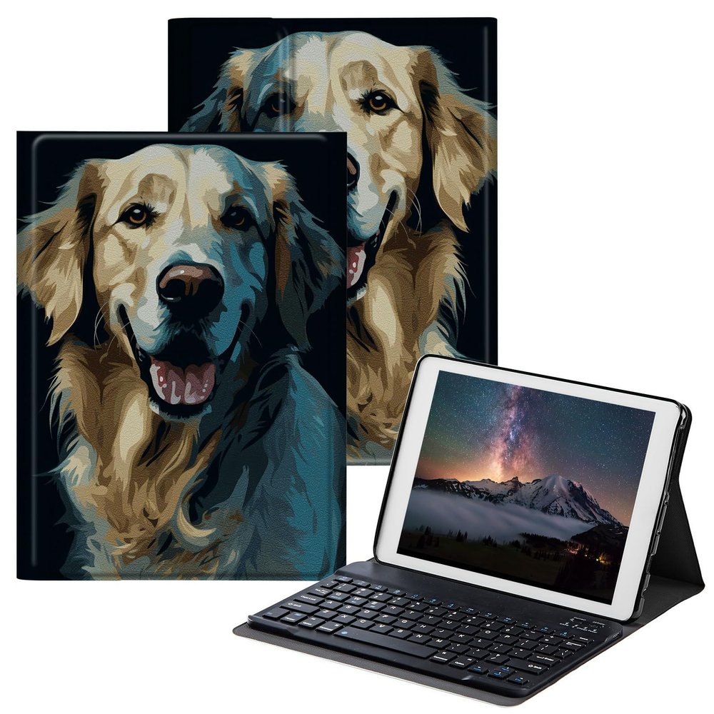 BPQOJB for Samsung Galaxy Tab S6 Lite Case 2022/2020 with Detachable Wireless Keyboard & Adjustable Stand Protect Tablet Case for Samsung Galaxy Tab S6 Lite 10.4 inch - Cute Dogs