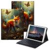 BPQOJB for Samsung Galaxy Tab A SM-T510 Case with Detachable Wireless Keyboard & Adjustable Stand Protect Cover Tablet Case for Samsung Galaxy Tab A 10.1 inch 2019 - Fox Butterflies in The Forest view 1