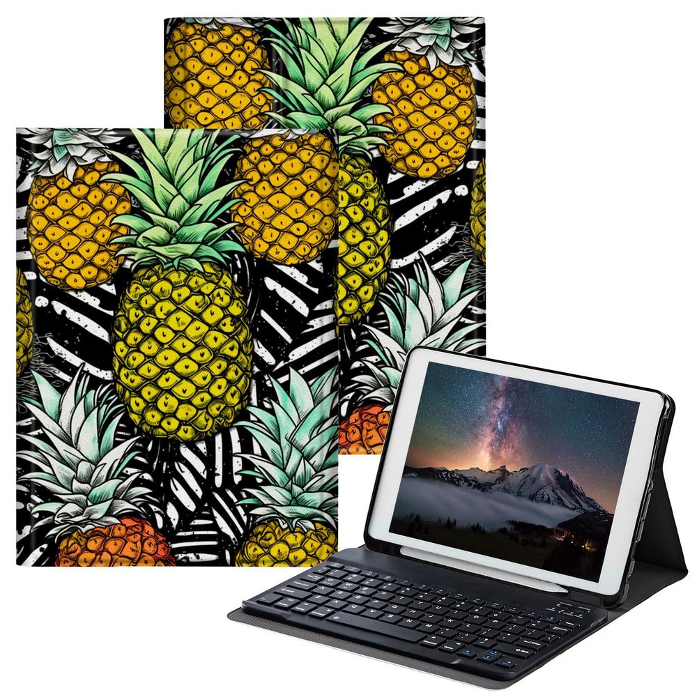 BPQOJB for iPad 10th Generation Case with Keyboard for iPad Case 10th Generation 10.9 inch 2022 with Detachable Wireless Keyboard & Adjustable Stand Protect Tablet Cover - Pineapple
