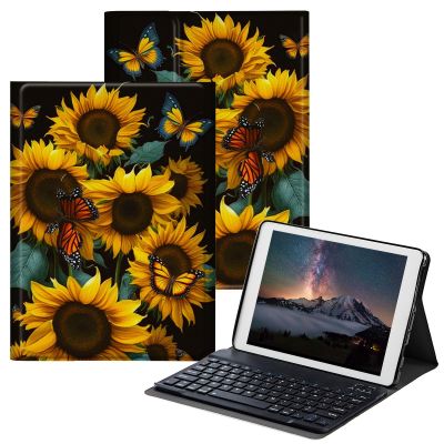 BPQOJB for Samsung Galaxy Tab A7 Lite Case with Detachable Wireless Keyboard & Adjustable Stand Protect Cover Tablet Case for Samsung Galaxy Tab A7 Lite 8.7 inch 2021 - Sunflowers Butterfly
