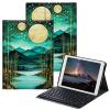 BPQOJB for Samsung Galaxy Tab A SM-T510 Case with Detachable Wireless Keyboard & Adjustable Stand Protect Cover Tablet Case for Samsung Galaxy Tab A 10.1 inch 2019 - Mountains Moon view 1