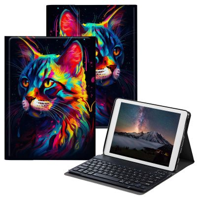 BPQOJB for Samsung Galaxy Tab A7 Lite Case with Detachable Wireless Keyboard & Adjustable Stand Protect Cover Tablet Case for Samsung Galaxy Tab A7 Lite 8.7 inch 2021 - Colorful Cute Cat