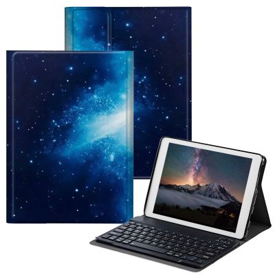 BPQOJB for Samsung Galaxy Tab A7 Lite Case with Detachable Wireless Keyboard & Adjustable Stand Protect Cover Tablet Case for Samsung Galaxy Tab A7 Lite 8.7 inch 2021 - Blue Galaxy
