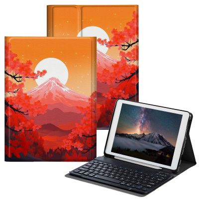BPQOJB for iPad 10th Generation Case with Keyboard for iPad Case 10th Generation 10.9 inch 2022 with Detachable Wireless Keyboard & Adjustable Stand Protect Tablet Cover - Mushroom Moon Red Tree