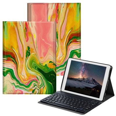 BPQOJB for Samsung Galaxy Tab A SM-T510 Case with Detachable Wireless Keyboard & Adjustable Stand Protect Cover Tablet Case for Samsung Galaxy Tab A 10.1 inch 2019 - Colorful Marble