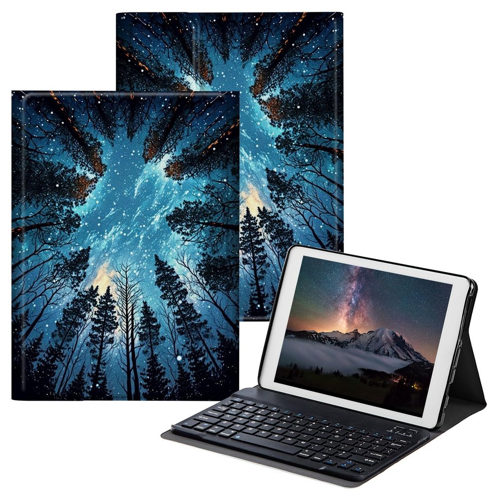 BPQOJB for Samsung Galaxy Tab A7 Lite Case with Detachable Wireless Keyboard & Adjustable Stand Protect Cover Tablet Case for Samsung Galaxy Tab A7 Lite 8.7 inch 2021 - Forest Tree Galaxy