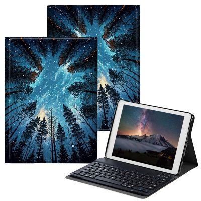 BPQOJB for Samsung Galaxy Tab S6 Lite Case 2022/2020 with Detachable Wireless Keyboard & Adjustable Stand Protect Tablet Case for Samsung Galaxy Tab S6 Lite 10.4 inch - Forest Tree Galaxy