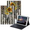BPQOJB for Samsung Galaxy Tab A7 Lite Case with Detachable Wireless Keyboard & Adjustable Stand Protect Cover Tablet Case for Samsung Galaxy Tab A7 Lite 8.7 inch 2021American Flag Elephant Sunflower view 1
