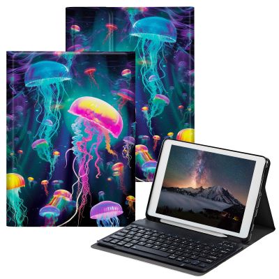 BPQOJB for iPad 10th Generation Case with Keyboard for iPad Case 10th Generation 10.9 inch 2022 with Detachable Wireless Keyboard & Adjustable Stand Protect Tablet Cover - Beautiful Ocean