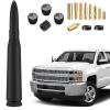 Car Truck Bullet Antenna with Valve Stem Caps Mast for GM Chevy Silverado 1500 2500 3500 HD Ford F150 F250 F350 Denali Heavy Pickup Truck Accessories (Black)-Car wash Safe-Anti Theft view 1
