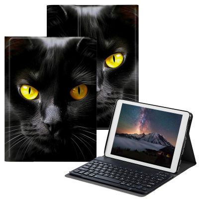BPQOJB Galaxy Tab A8 10.5 Case with Detachable Wireless Keyboard & Adjustable Stand Protect Tablet Case for Galaxy Tab A8 10.5 inch 2022 - Black Cat Face