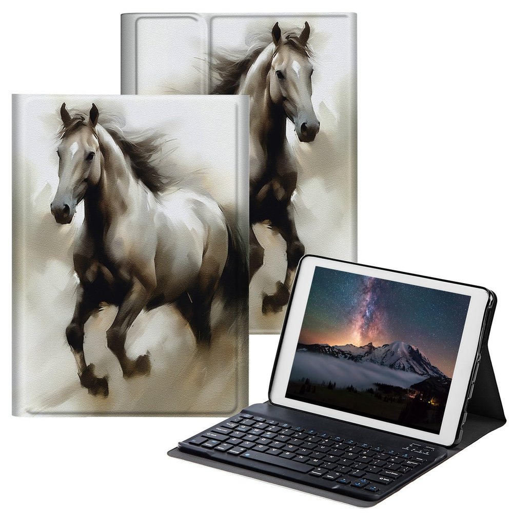 BPQOJB Galaxy Tab A8 10.5 Case with Detachable Wireless Keyboard & Adjustable Stand Protect Tablet Case for Galaxy Tab A8 10.5 inch 2022 - Running Cute Horse