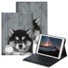 BPQOJB for Samsung Galaxy Tab A SM-T510 Case with Detachable Wireless Keyboard & Adjustable Stand Protect Cover Tablet Case for Samsung Galaxy Tab A 10.1 inch 2019 - Wood and Cute Dog view 1