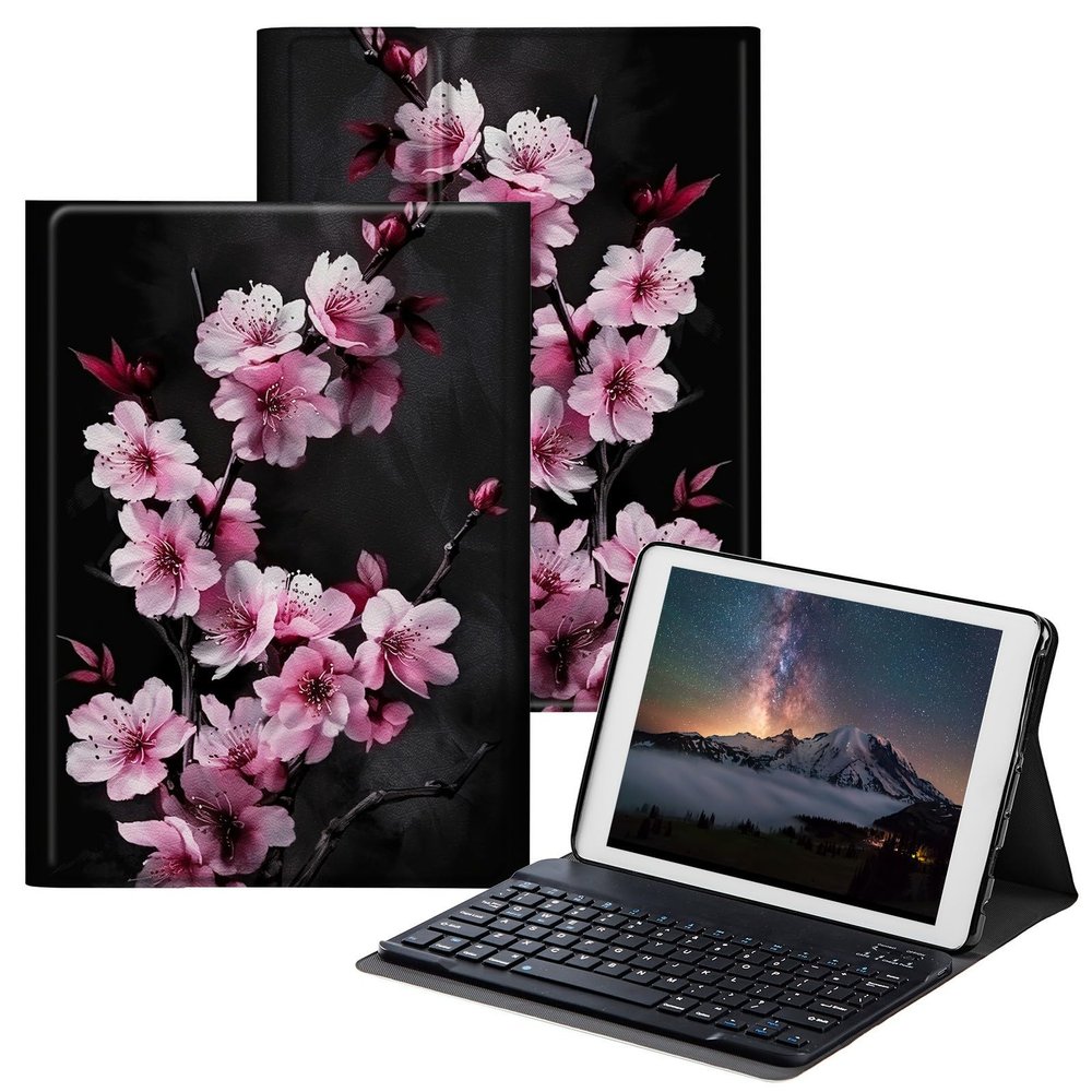 BPQOJB for Samsung Galaxy Tab A7 Lite Case with Detachable Wireless Keyboard & Adjustable Stand Protect Cover Tablet Case for Samsung Galaxy Tab A7 Lite 8.7 inch 2021 - Cherry Blossom Trees