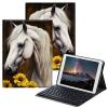 BPQOJB for Samsung Galaxy Tab S6 Lite Case 2022/2020 with Detachable Wireless Keyboard & Adjustable Stand Protect Tablet Case for Samsung Galaxy Tab S6 Lite 10.4 inch - Sunflowers White Horse view 1