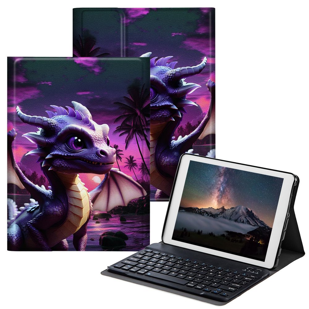 BPQOJB Galaxy Tab A8 10.5 Case with Detachable Wireless Keyboard & Adjustable Stand Protect Tablet Case for Galaxy Tab A8 10.5 inch 2022 - Purple Dragon Baby