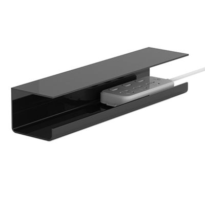 Under Desk 15.75 inch Cable Management Tray, Drill or No Drill Complete Desk Cord Organizer Kit, Power Strip Holders, Cord Organizers, Wire Tamers for Office and Home(black)