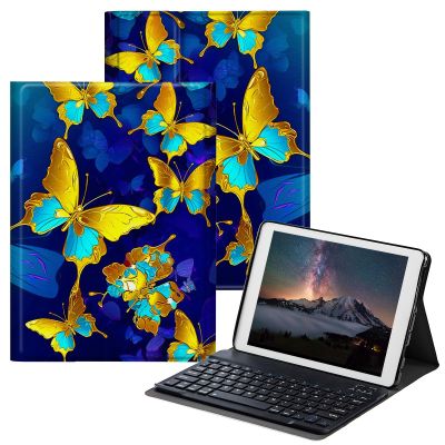 BPQOJB Galaxy Tab A8 10.5 Case with Detachable Wireless Keyboard & Adjustable Stand Protect Tablet Case for Galaxy Tab A8 10.5 inch 2022 - Golden Butterflies