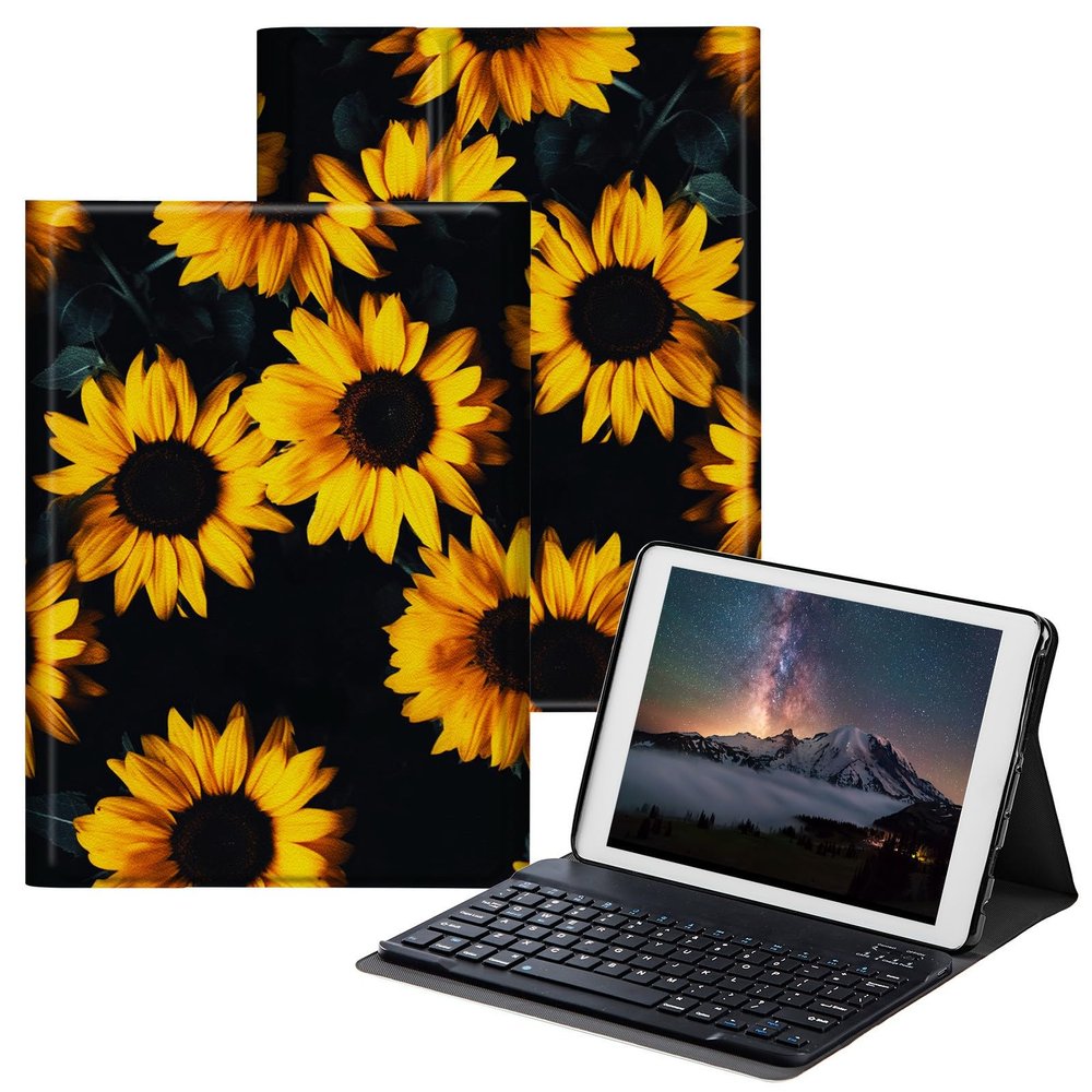 BPQOJB Galaxy Tab A8 10.5 Case with Detachable Wireless Keyboard & Adjustable Stand Protect Tablet Case for Galaxy Tab A8 10.5 inch 2022 - Yellow Sunflowers