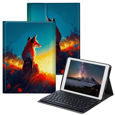 BPQOJB Galaxy Tab A8 10.5 Case with Detachable Wireless Keyboard & Adjustable Stand Protect Tablet Case for Galaxy Tab A8 10.5 inch 2022 - Cute Fox in The Sunset