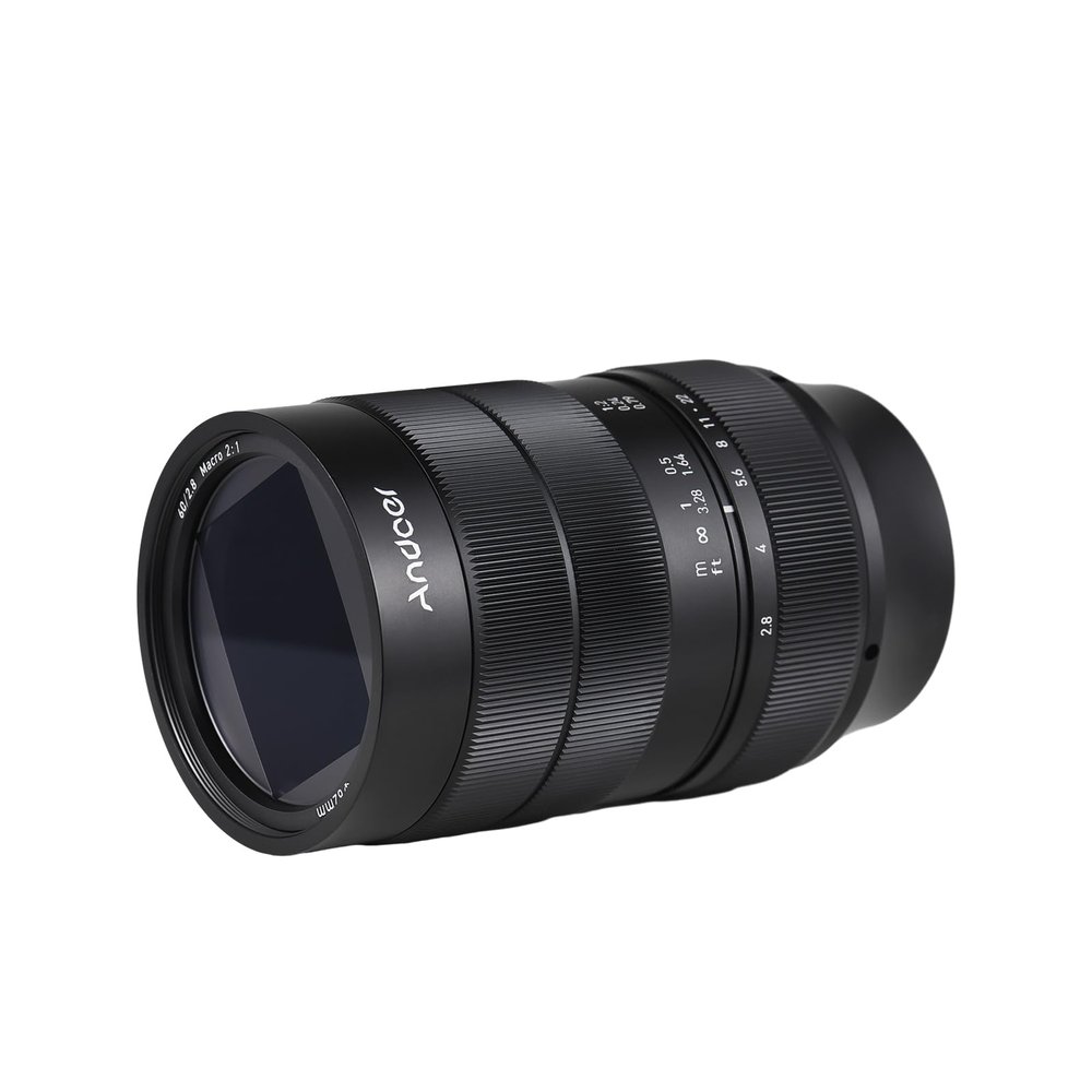 Andoer 60mm Fixed Focus Camera Lens Full Frame Primary Lens F2.8 Wide Aperture Manual Focus 2x Magnification with E Mount