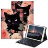 BPQOJB Galaxy Tab A8 10.5 Case with Detachable Wireless Keyboard & Adjustable Stand Protect Tablet Case for Galaxy Tab A8 10.5 inch 2022 - Floral Flower Black Cat view 1