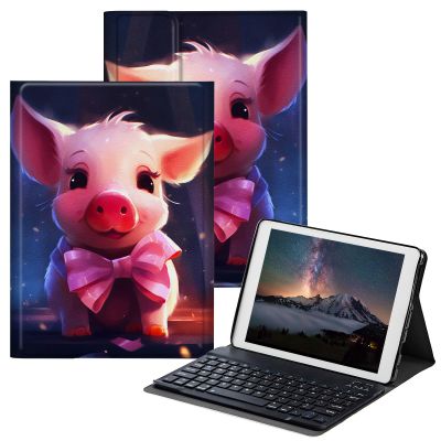 BPQOJB Galaxy Tab A8 10.5 Case with Detachable Wireless Keyboard & Adjustable Stand Protect Tablet Case for Galaxy Tab A8 10.5 inch 2022 - Pink Pig