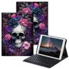 BPQOJB Galaxy Tab S7 FE Case Galaxy S8 Plus Case with Detachable Wireless Keyboard & Adjustable Stand Protect Tablet Cover for Samsung Galaxy Tab S8 Plus/S7 FE/S7 Plus - Skull Flower view 1